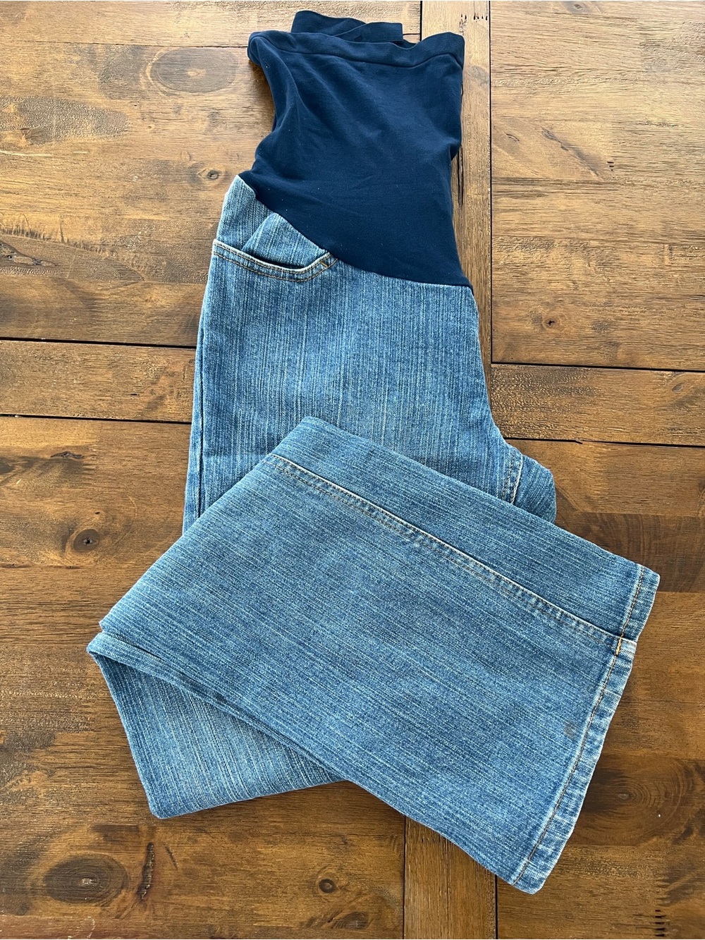 Motherhood Navy Panel Denim Maternity Overalls
